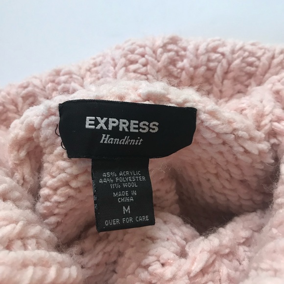 Express Peachy Pink Handknit Wide Neck Sweater - Picture 3 of 3